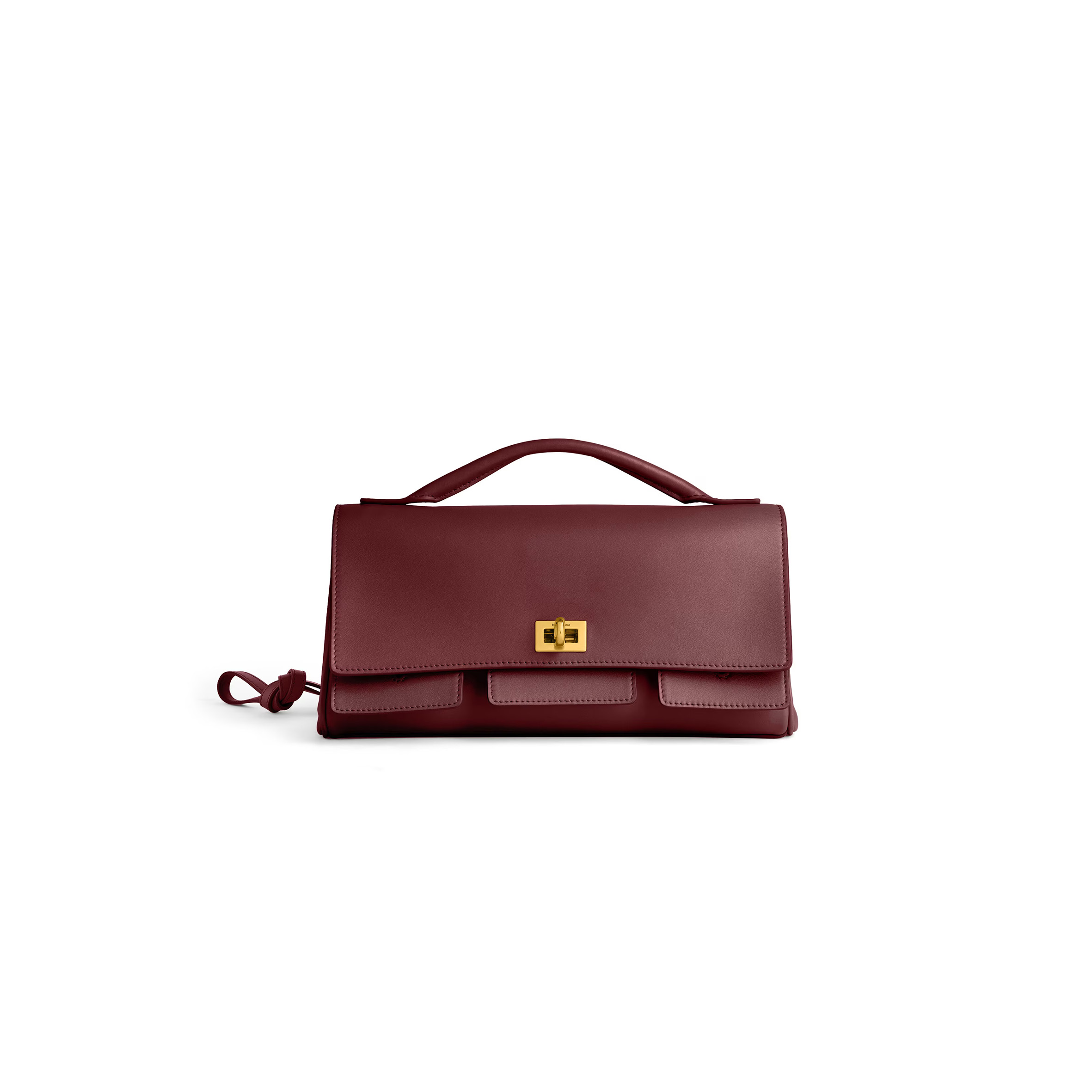Ba1en*iaga women''s bel air clutch on strap small in dark burgundy 8349432abav6036 (26.9*13.9*5.3cm)